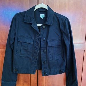 Cropped black denim jacket